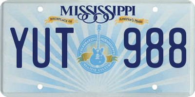 MS license plate YUT988
