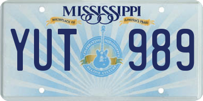 MS license plate YUT989