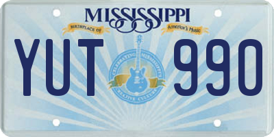 MS license plate YUT990