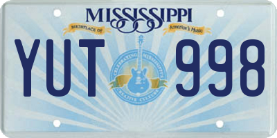 MS license plate YUT998