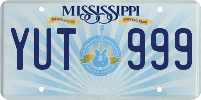 MS license plate YUT999