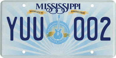 MS license plate YUU002