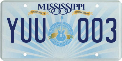 MS license plate YUU003