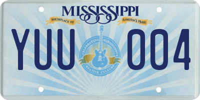 MS license plate YUU004