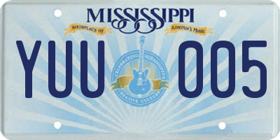 MS license plate YUU005