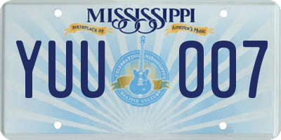 MS license plate YUU007