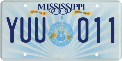MS license plate YUU011