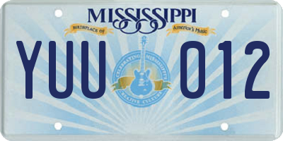 MS license plate YUU012
