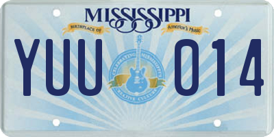 MS license plate YUU014