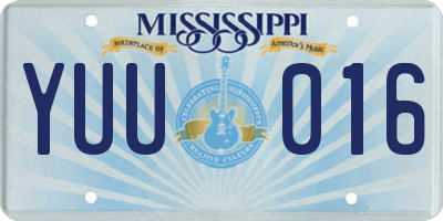 MS license plate YUU016