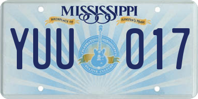 MS license plate YUU017