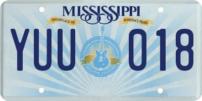 MS license plate YUU018
