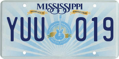 MS license plate YUU019