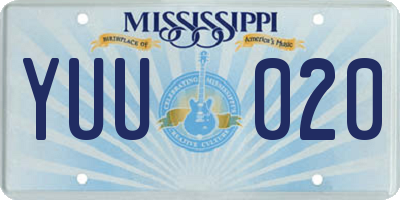 MS license plate YUU020