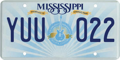 MS license plate YUU022
