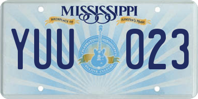 MS license plate YUU023