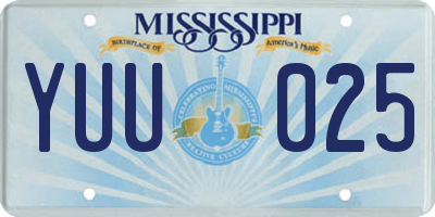 MS license plate YUU025