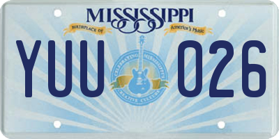 MS license plate YUU026