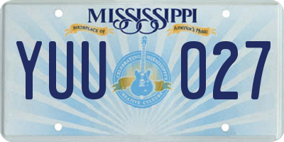 MS license plate YUU027