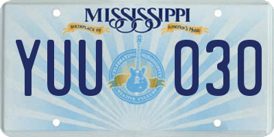 MS license plate YUU030
