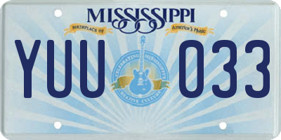 MS license plate YUU033