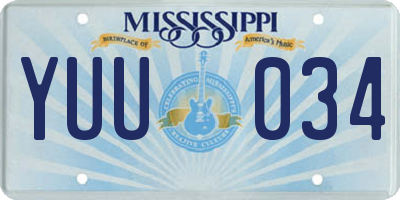 MS license plate YUU034