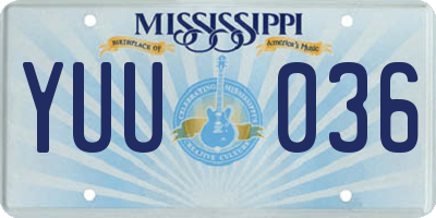 MS license plate YUU036