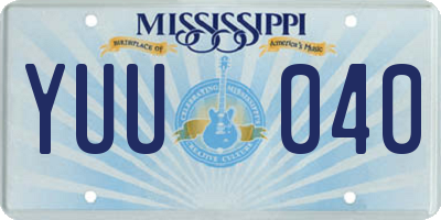 MS license plate YUU040