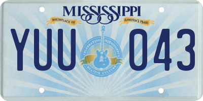MS license plate YUU043