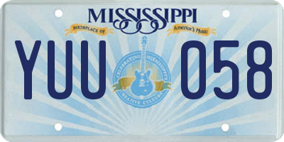 MS license plate YUU058