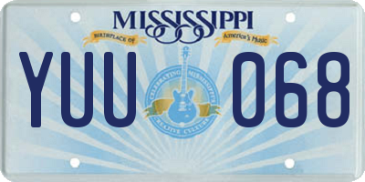 MS license plate YUU068