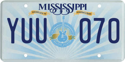 MS license plate YUU070