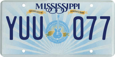 MS license plate YUU077
