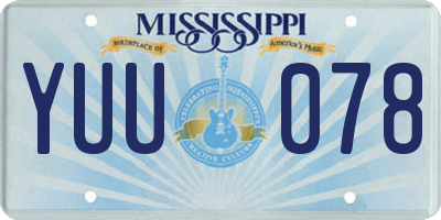 MS license plate YUU078