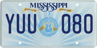 MS license plate YUU080