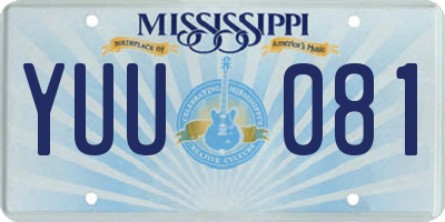 MS license plate YUU081