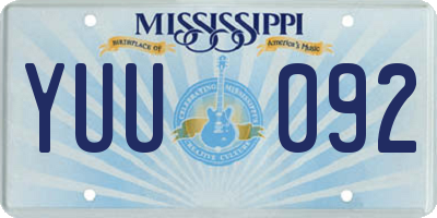 MS license plate YUU092