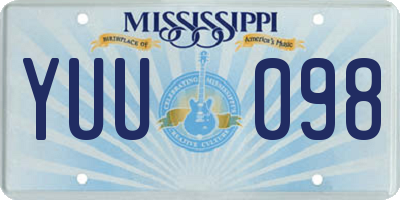 MS license plate YUU098