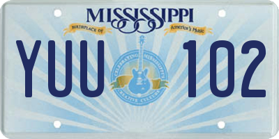 MS license plate YUU102