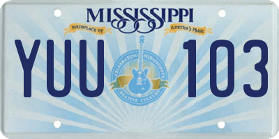 MS license plate YUU103