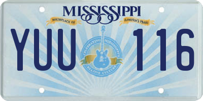MS license plate YUU116