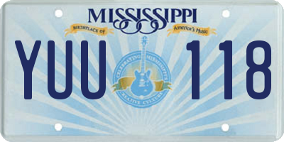 MS license plate YUU118