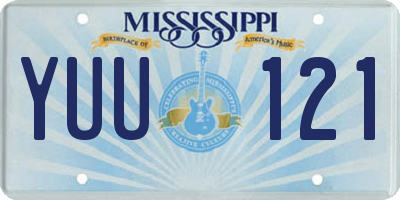 MS license plate YUU121
