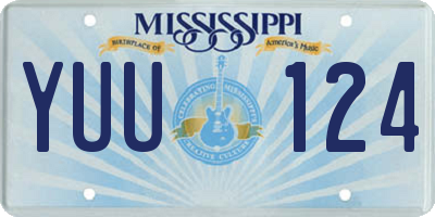 MS license plate YUU124