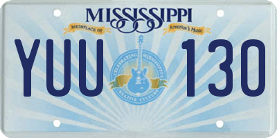 MS license plate YUU130