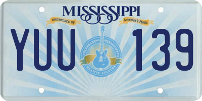 MS license plate YUU139