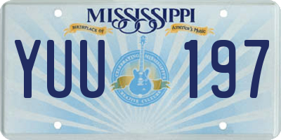 MS license plate YUU197