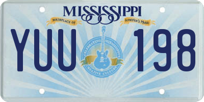 MS license plate YUU198
