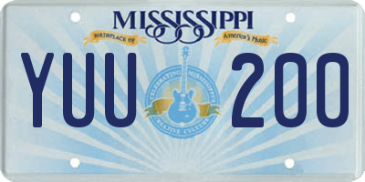 MS license plate YUU200