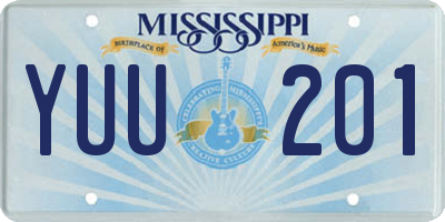 MS license plate YUU201